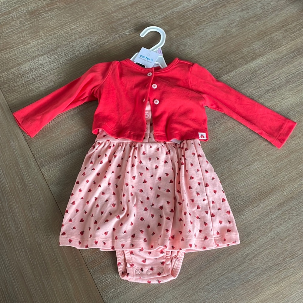 NWT Carter’s Ladybug dress with red 3-button cardi